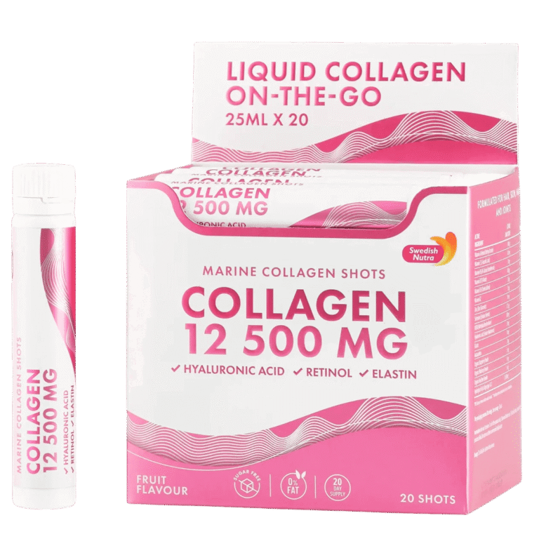 Nordic Collagen – Hydrolyzed Marine Collagen Liquid Shots 12,500 mg – 20 x 25 ml – Skin, Hair & Nails